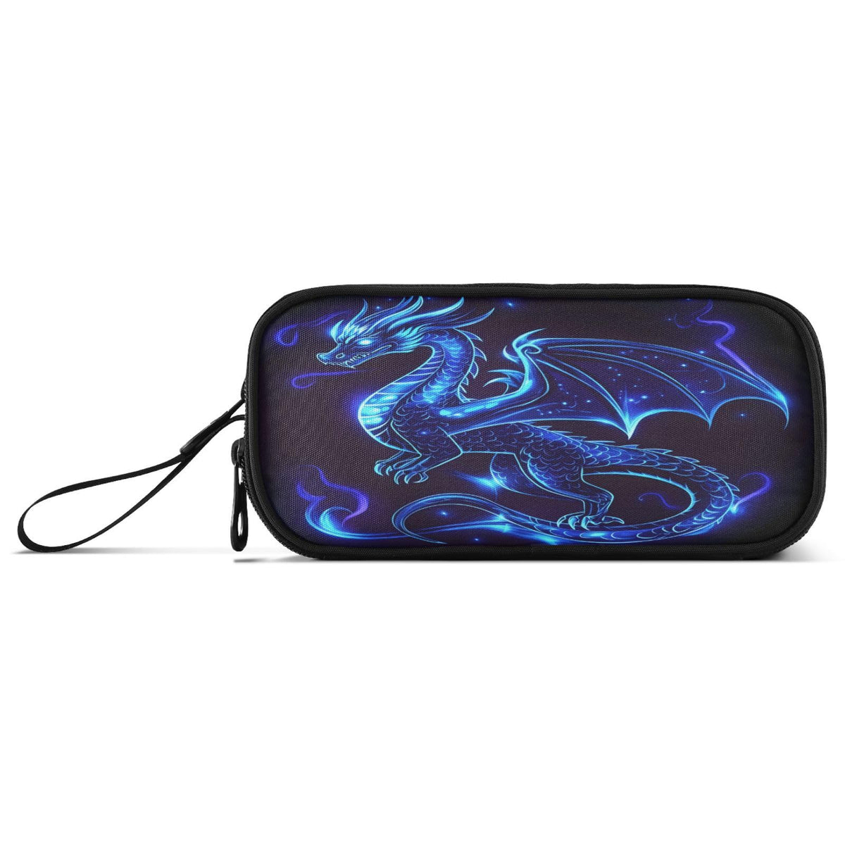 BOENLE Dragon Blue Black Pencil Case Box Boys Girls Large Pencil Pouch Zipper Compartments Big