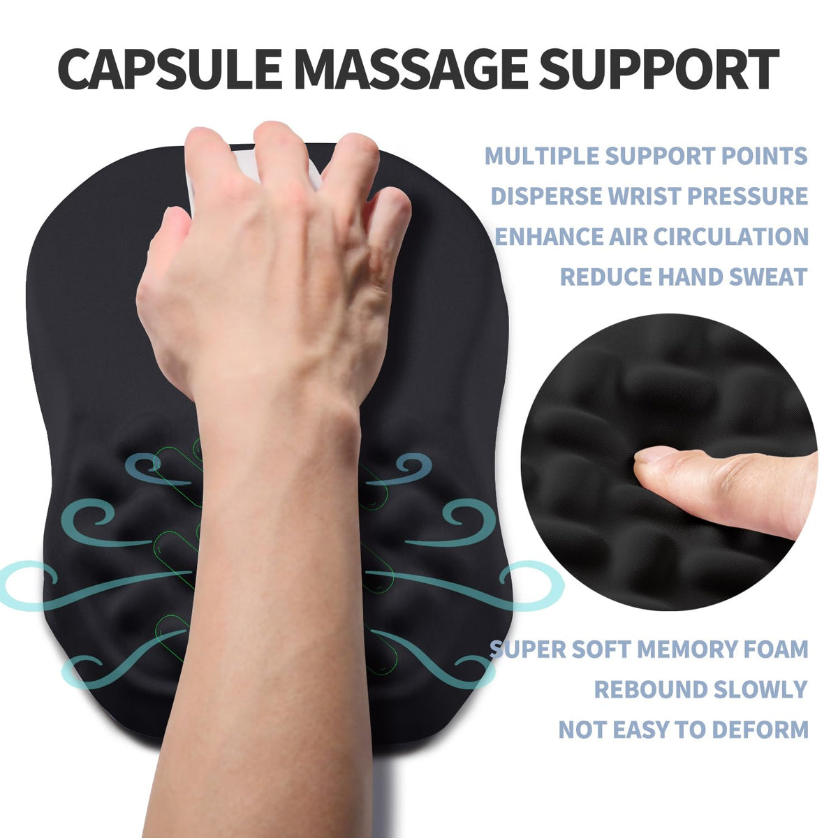 Gleamtide Ergonomic Raised Mouse Pad Wrist Support with Bilateral Slope Memory Foam Mousepad for