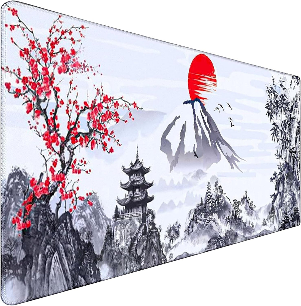 Gaming Mouse Pad Ink Pattern, 35.4x15.7 Inch Waterproof Computer Big Mousepad Non-Slip Mouse Mat