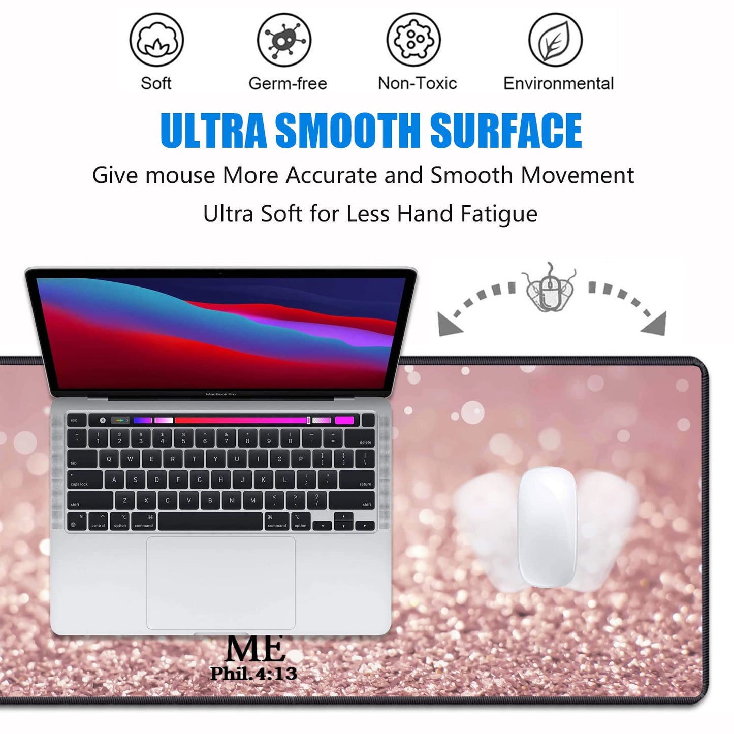 Desk Pad Mat Gaming Mouse Pads with Coasters, 31.5"x 11.8" XXL Large Gaming Mouse Mat Desk Pad with
