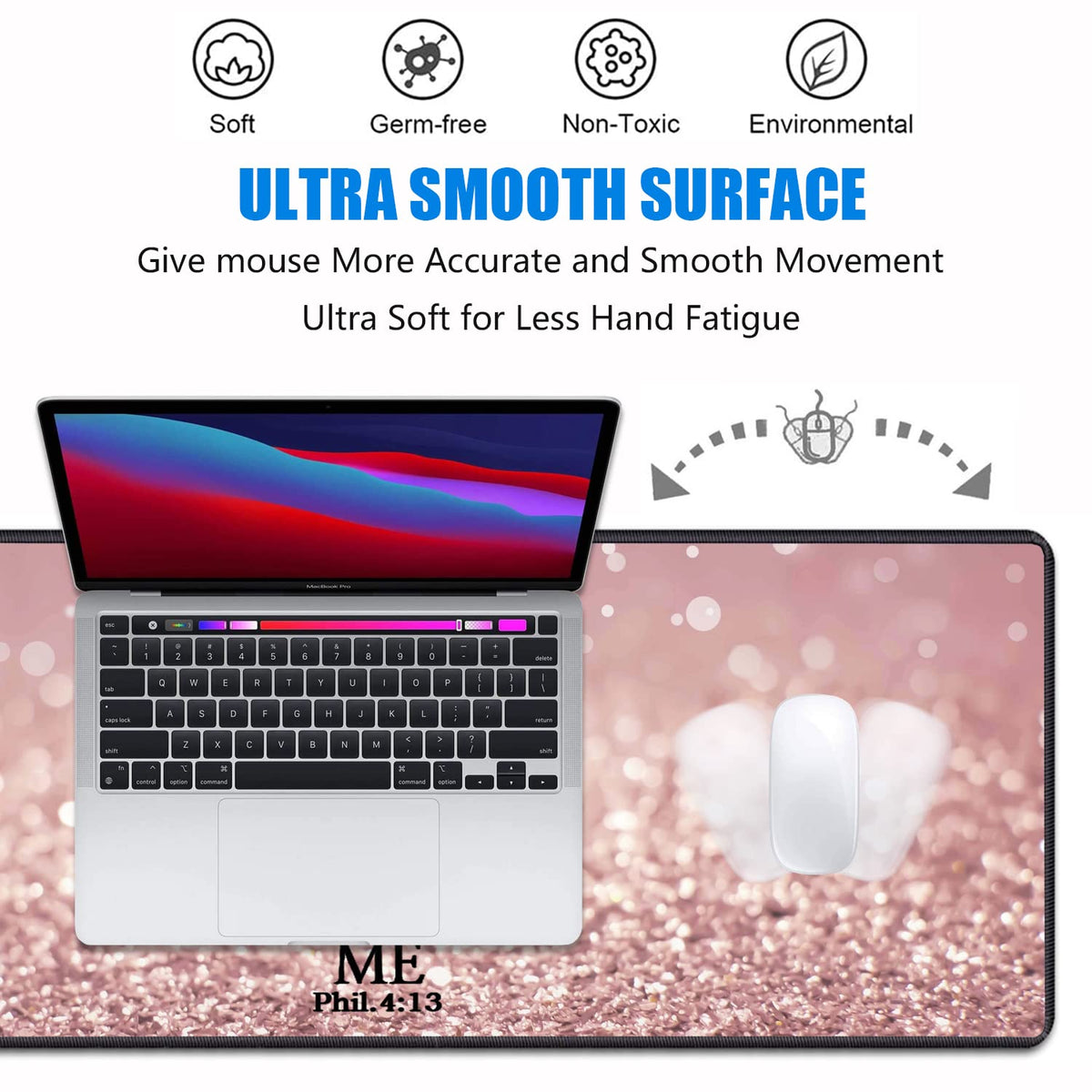 Desk Pad Mat Gaming Mouse Pads with Coasters, 31.5"x 11.8" XXL Large Gaming Mouse Mat Desk Pad with