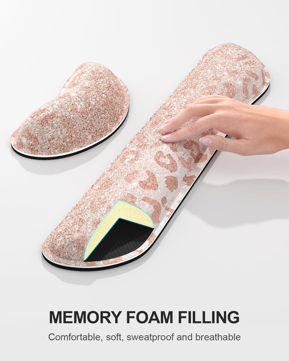 Auhoahsil Large Mouse Pad with Wrist Rests for Keyboard & Mouse, Thick Soft Ergonomic Memory Foam