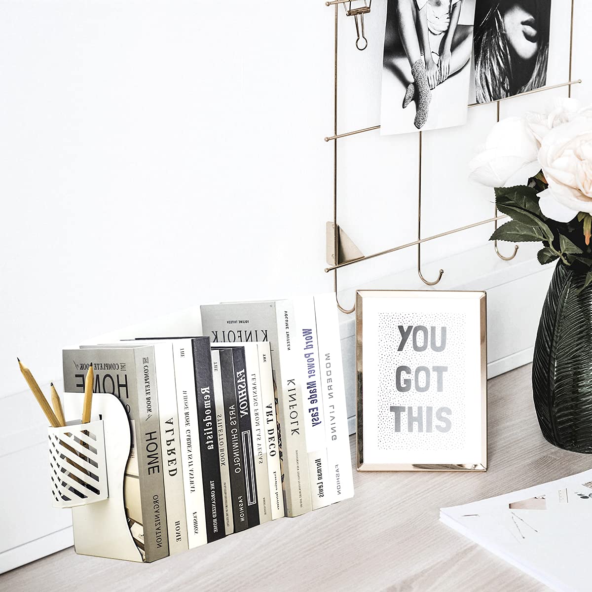 Adjustable Bookends Metal Book Ends for Heavy Book Holder Heavy Duty Bookends Nonskid Bookcase