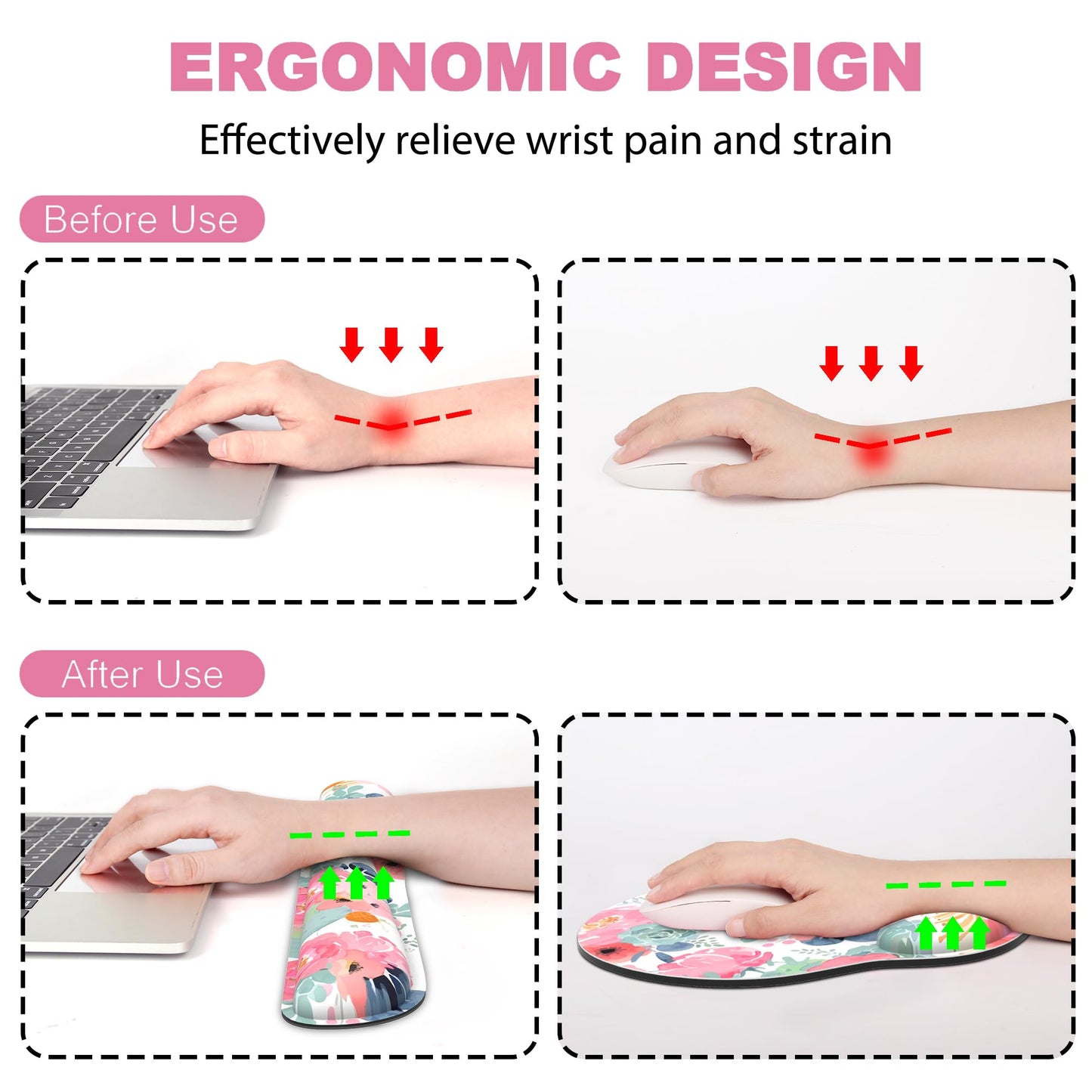 Ergonomic Mouse Pad with Wrist Rest and Keyboard Wrist Rest, Mousepad