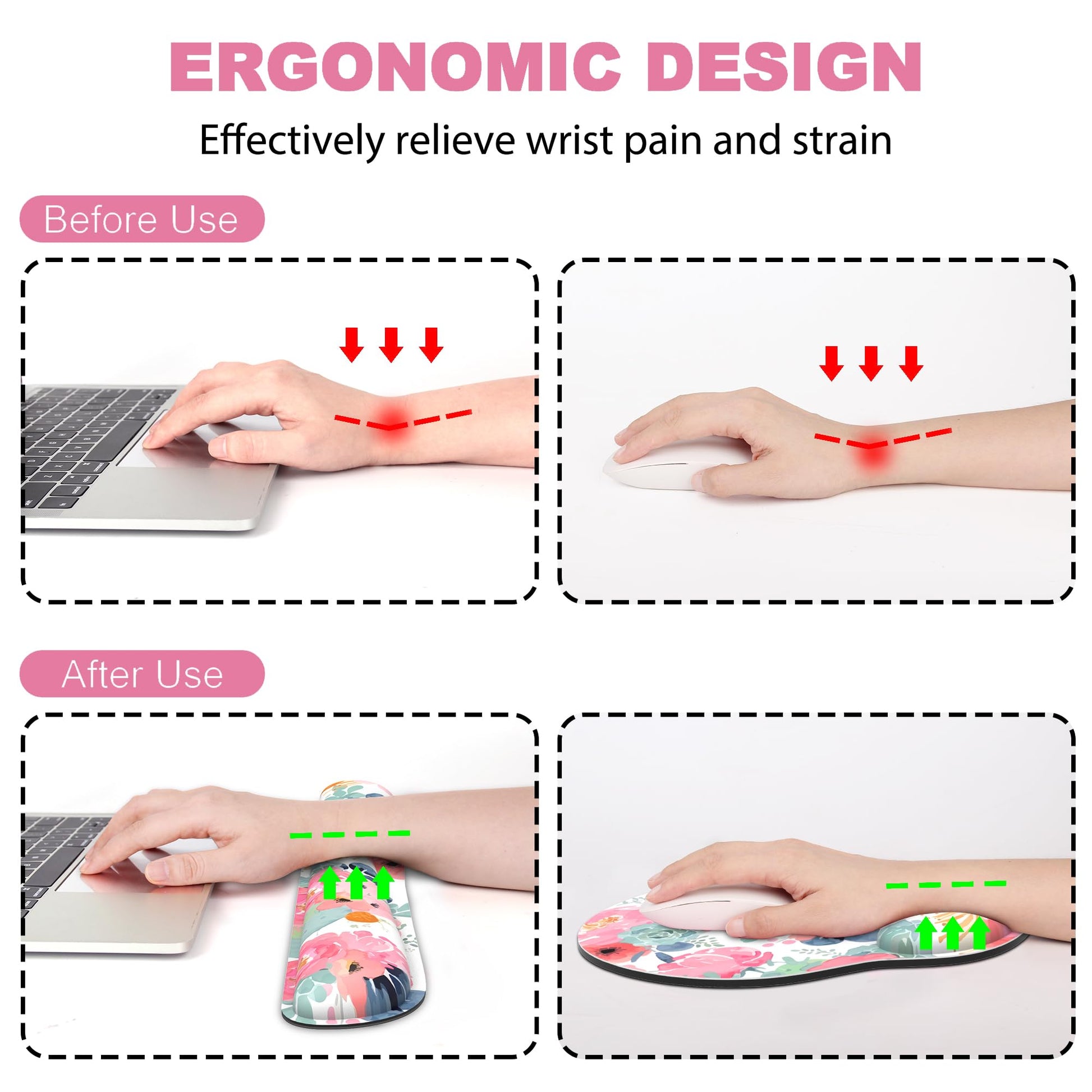 Ergonomic Mouse Pad with Wrist Rest and Keyboard Wrist Rest, Mousepad
