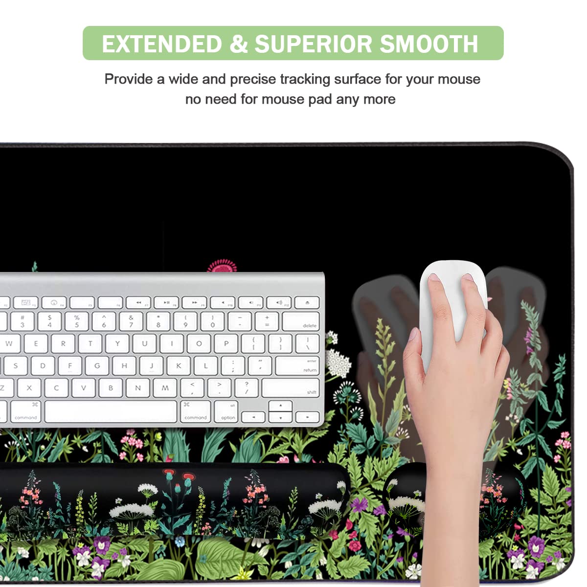 Keyboard Mouse Pad Set, Extended Mouse Pad+Keyboard Wrist Rest Support, Memory Foam Ergonomic Easy