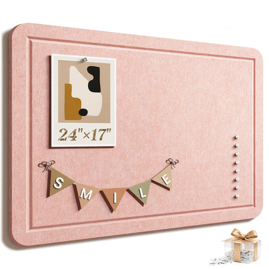 Large Bulletin Board, 24 X 17 Inches Felt Cork Board with 40 Pushpins, Foldable Felt Notice Pin