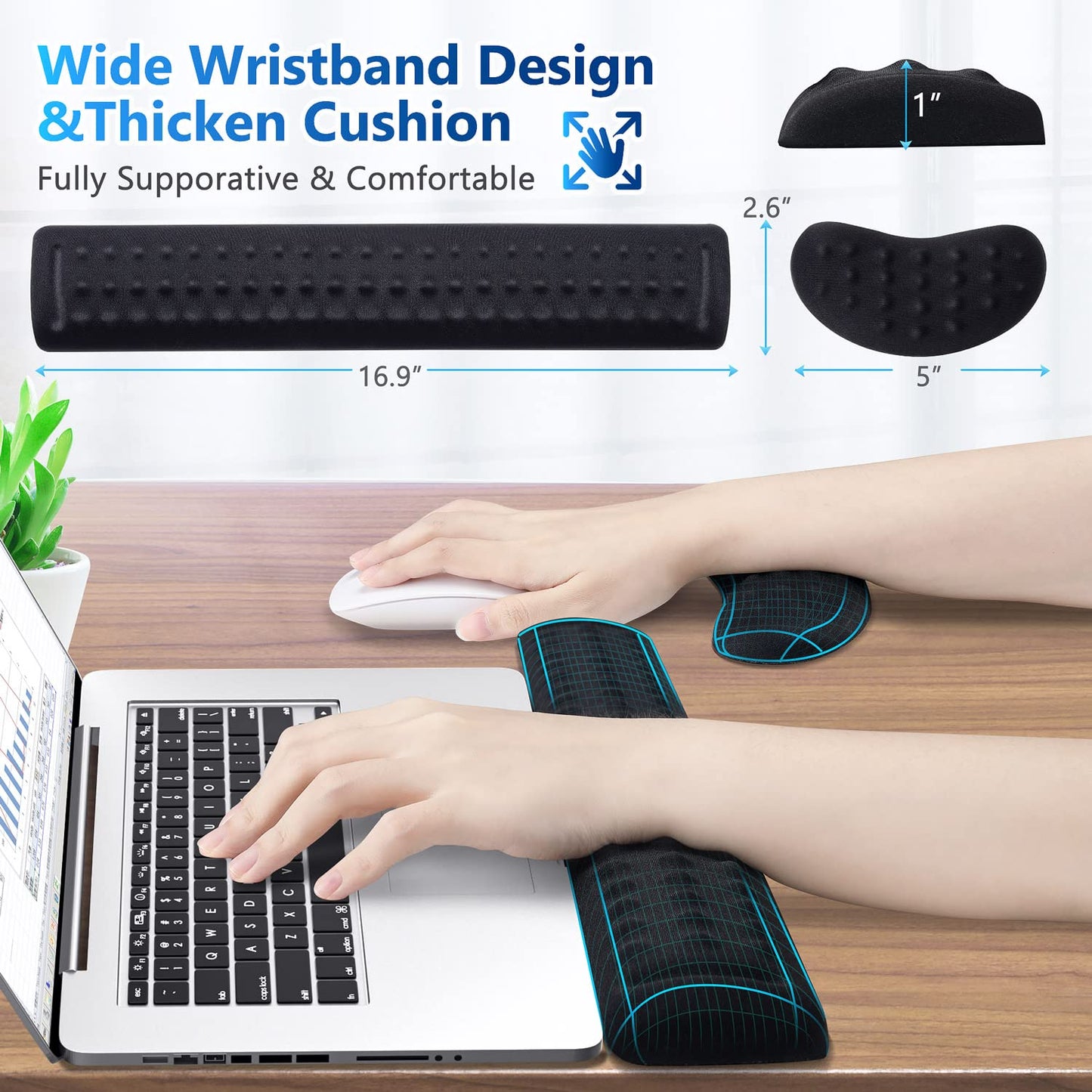 Gimars Upgraded Keyboard Wrist Rest with Massage Dot, Ergonomic Wrist Pad for Pressure Release &
