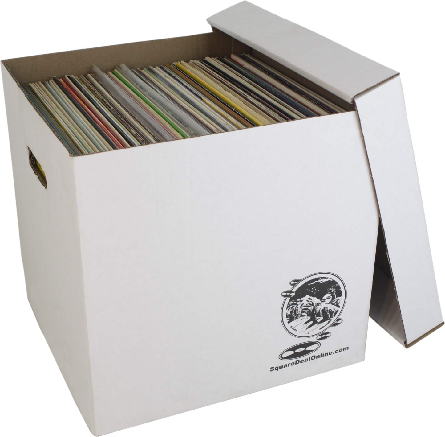 Durable 12 inch Vinyl Record Storage Box - Heavy-Duty Cardboard Construction with Removable Lid