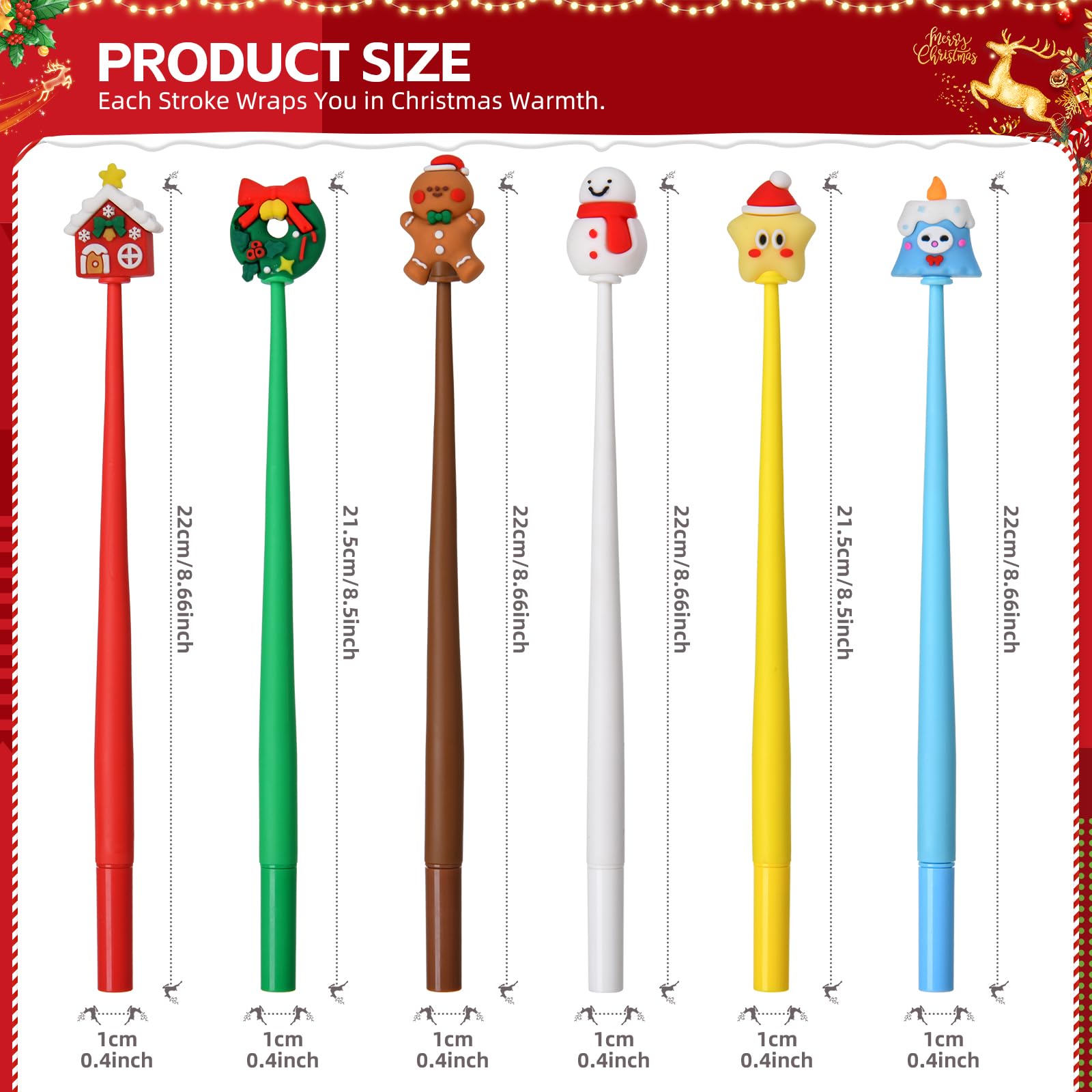 SANNIX Christmas Cartoon Squishy Pens, 50Pcs Funny Christmas Tree Snowman