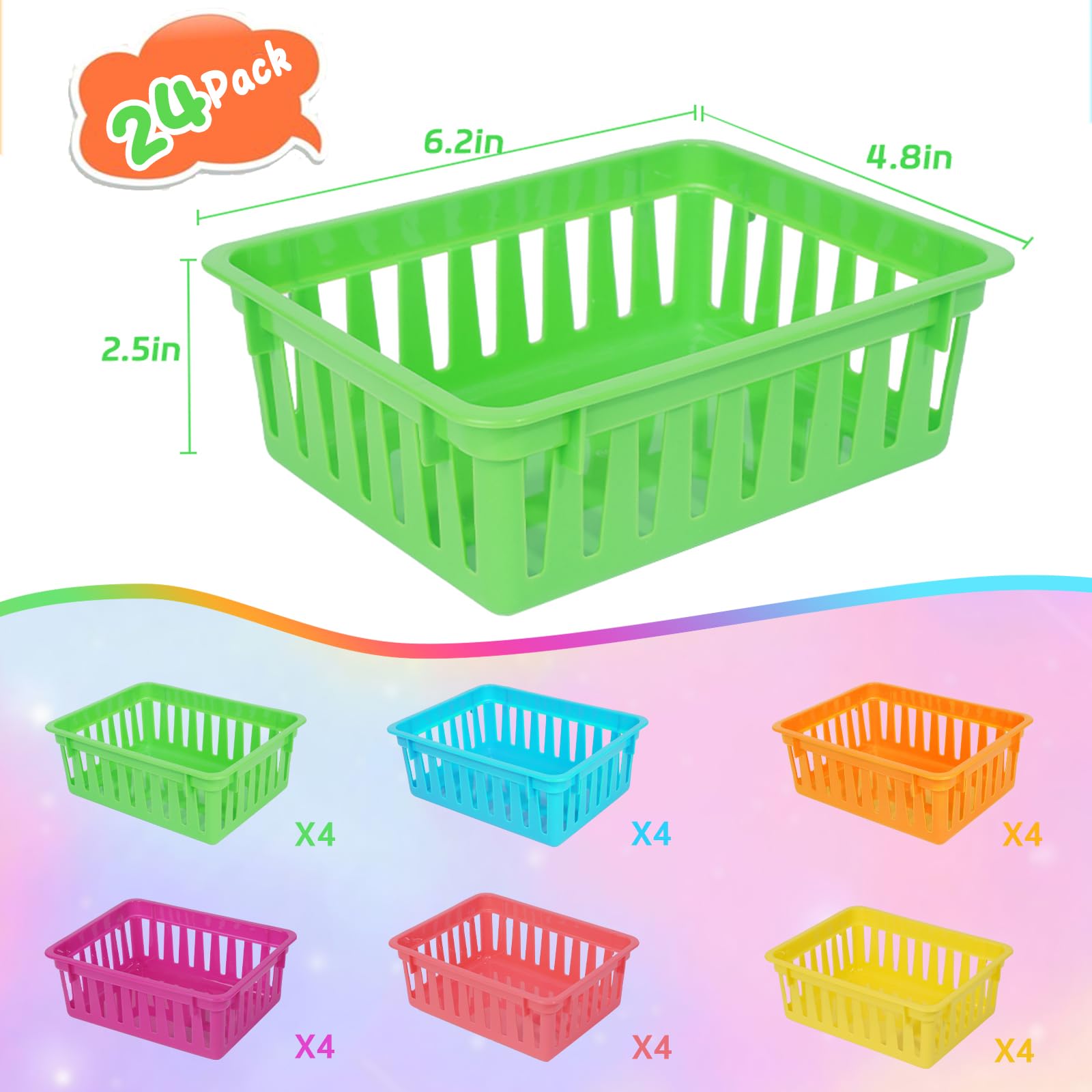ZZYFGH 24 PCS Pencil Holders, Pencil Baskets, Small Plastic Baskets for Organizing, Colorful