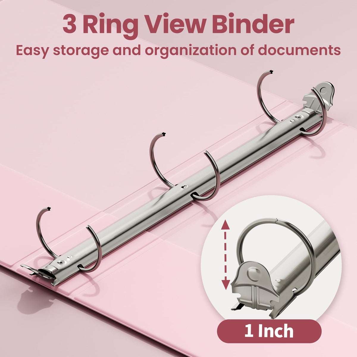 SUNEE 3 Ring Binder 1 Inch 4 Pack, Clear View 1" Binders Three Ring PVC-Free (Fit 8.5x11 Inches)