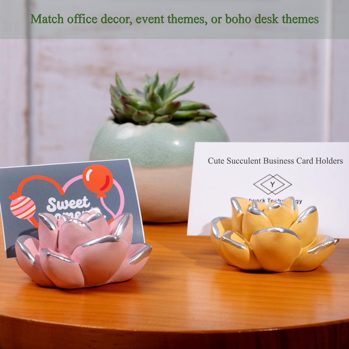 wowhalolo Succulent Business Card Holders Display Stand Desk Organizer