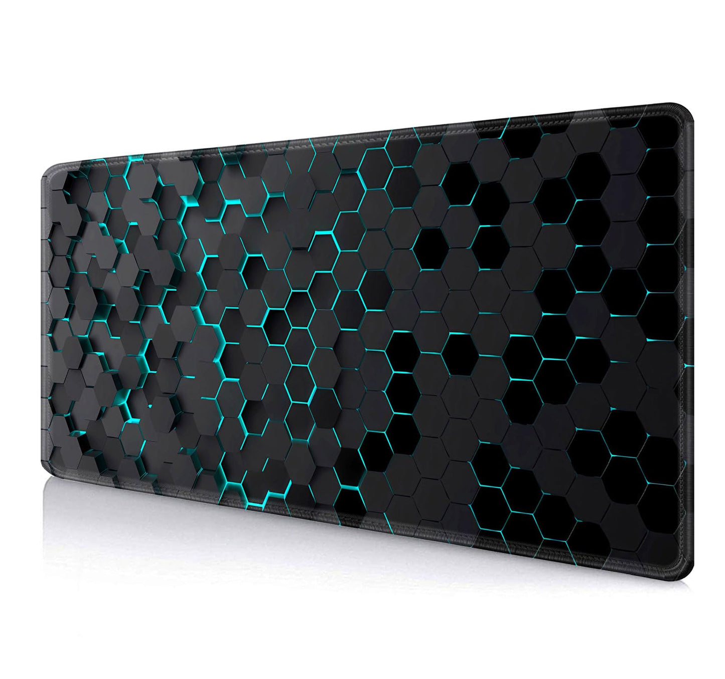 IMAYONDIA Black Blue Honeycomb Modern Gaming Large Mouse Pad XL(35.4x15.7 in), Geometric Shapes
