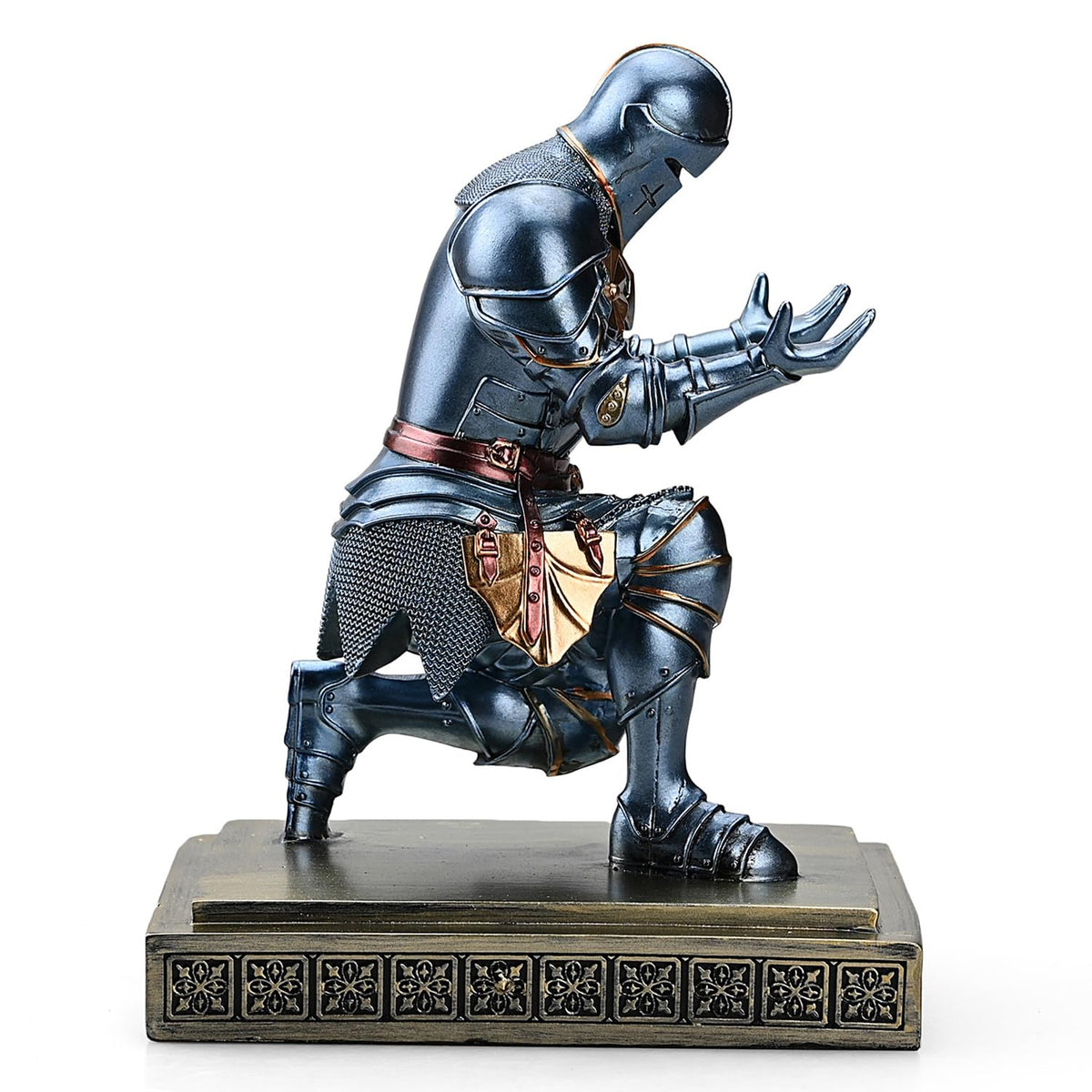 Medieval Warrior Knight Pen Holder Fun Desk Accessories Paperweight Blue
