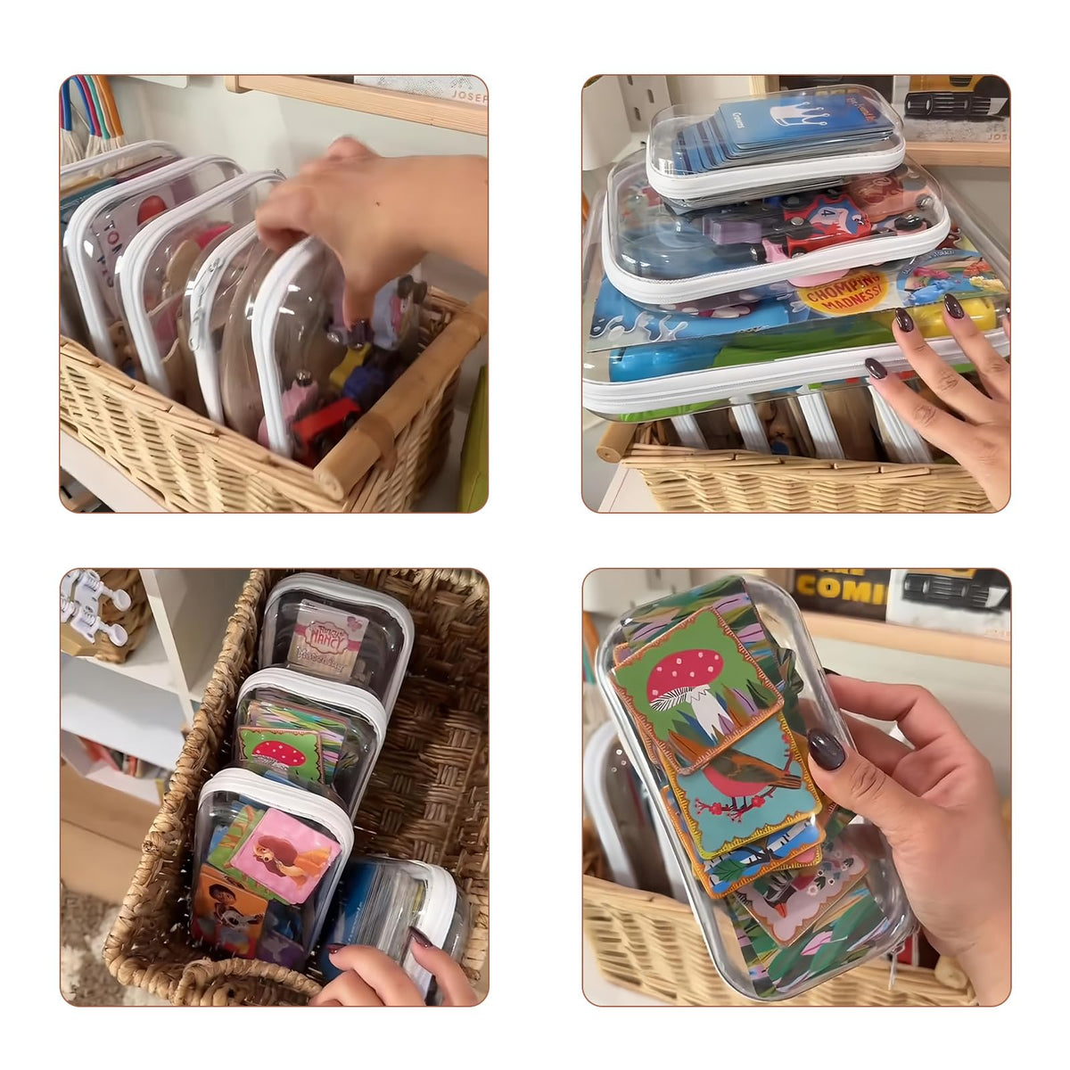 Clear Hard Shell Zipper Case,3PCS Transparent Clear Zipper Pouches,Hard Side Plastic Case