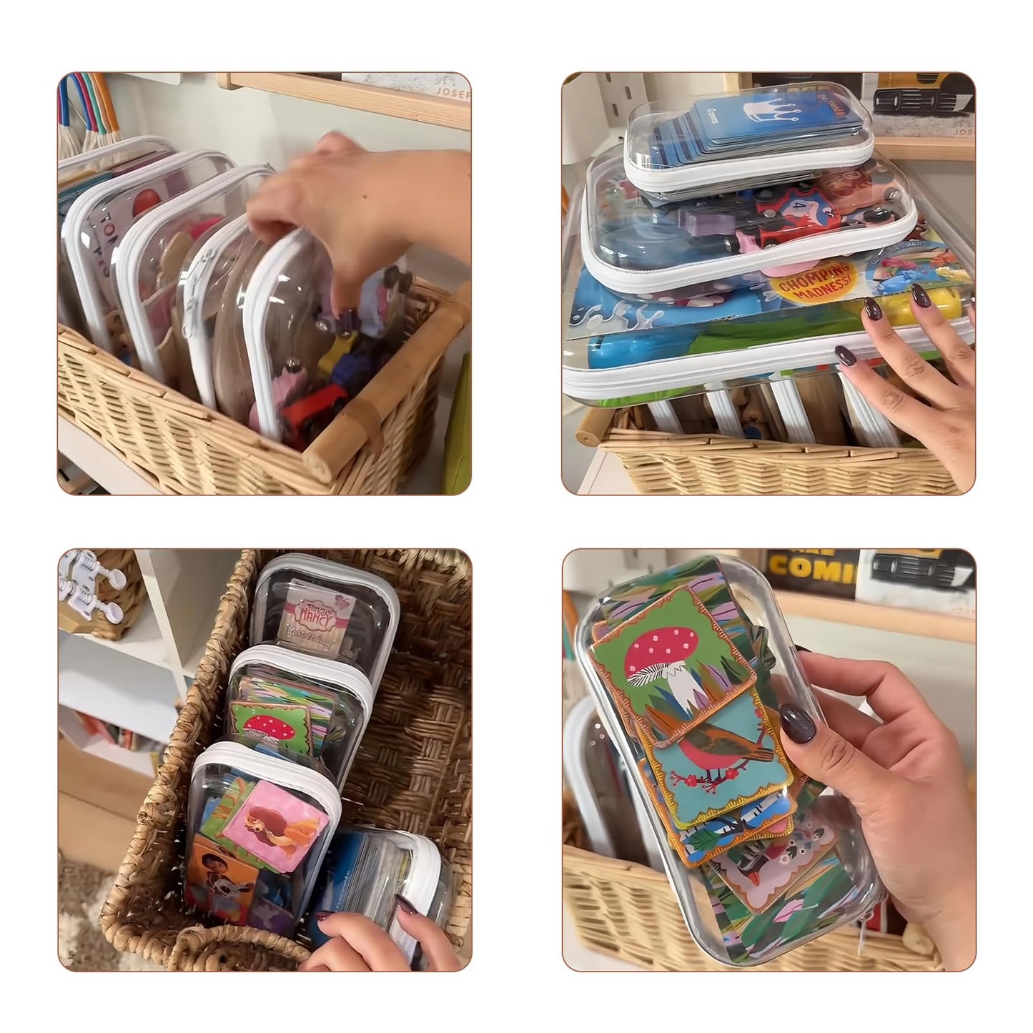 Clear Hard Shell Zipper Case,6PCS Transparent Clear Zipper Pouches,Hard Side Plastic Case