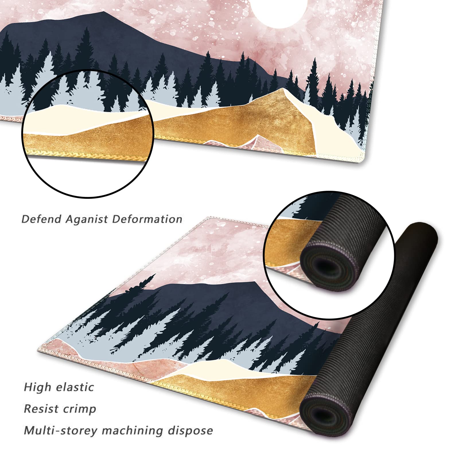ARTSO Large Gaming Mouse Pad with Stitched Edges, XXL Extended Keyboard Mat Long Mousepad Desk
