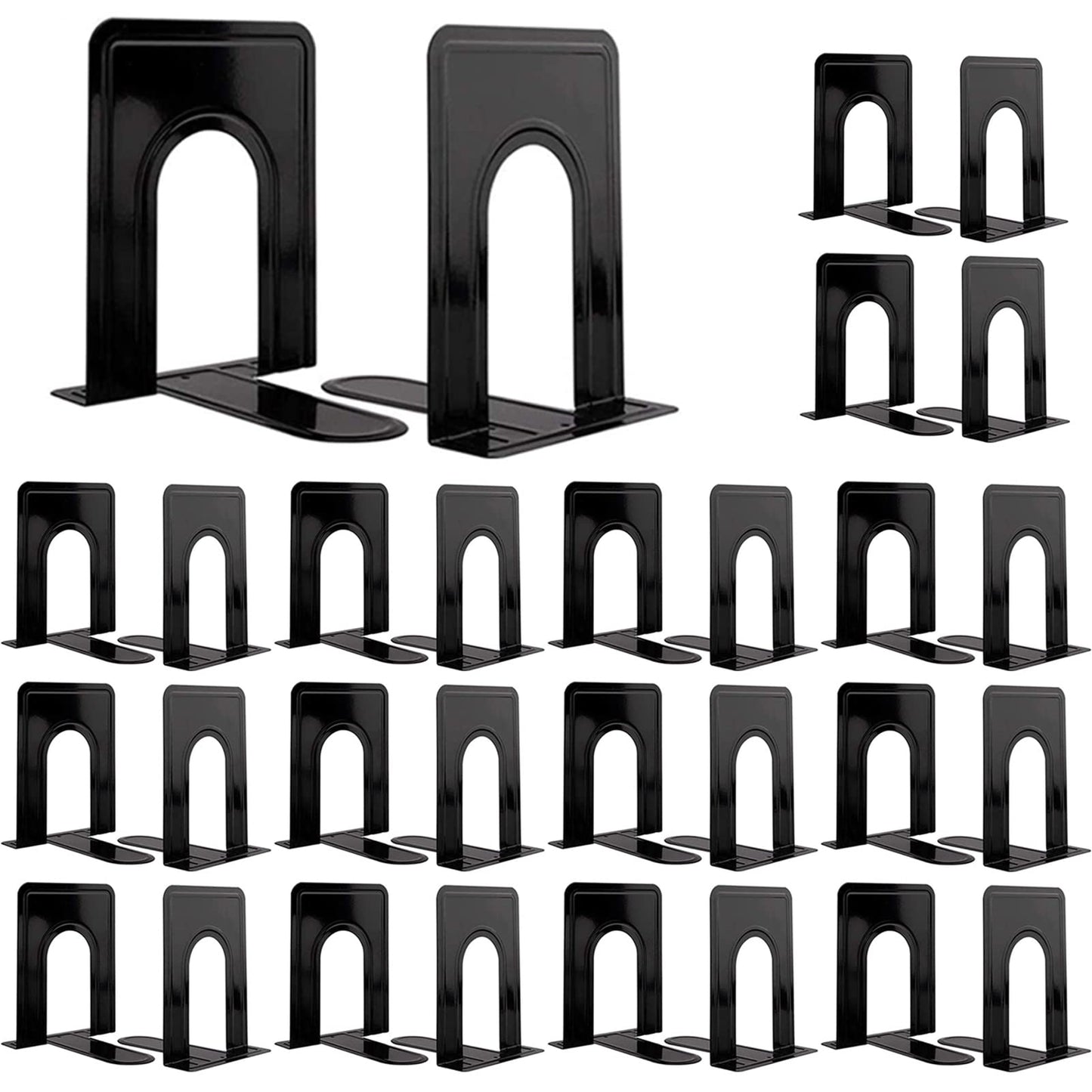 30 Pcs Metal Book Ends for Shelves, Heavy Duty Bookends for Office Home Kitchen Decorative, Nonskid