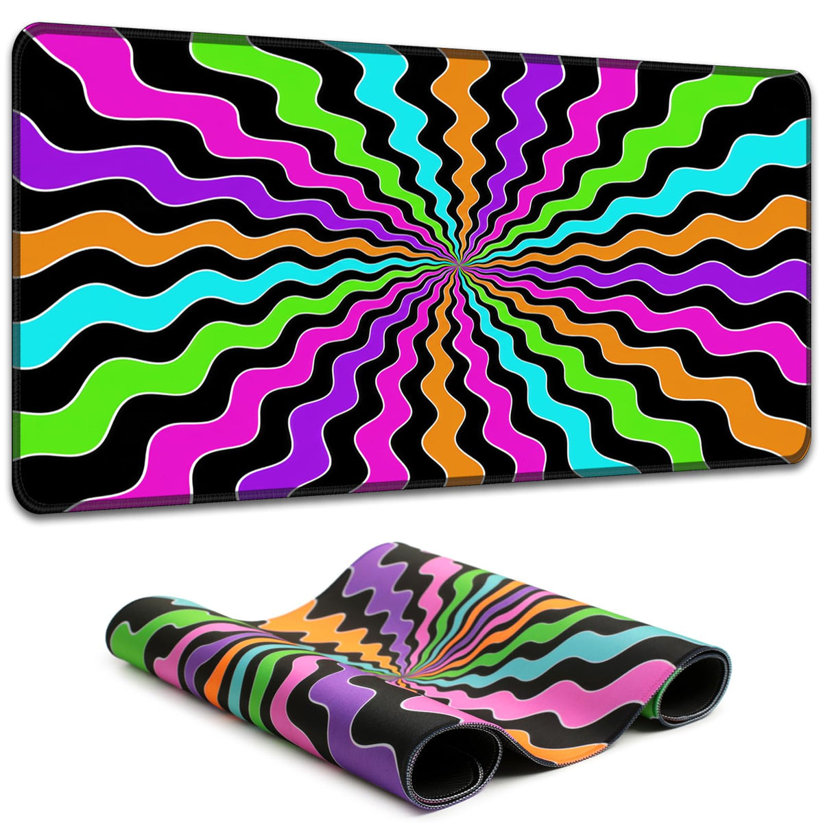Simpkeely Blacklight Wavy Large Gaming Mouse Pad for Desk, Keyboard Mat