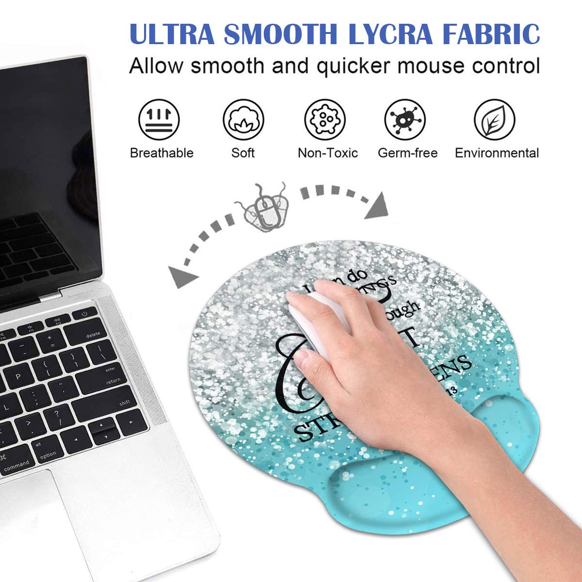 Ergonomic Mouse Pad Wrist Support and Coasters Set, Cute Wrist Rest Pad with Non-Slip PU Base for
