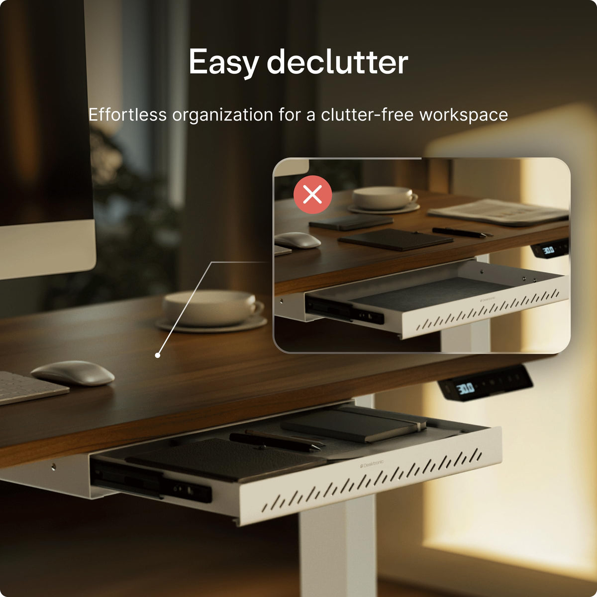 Desktronic Under Desk Drawer — Hidden Under-Desk Storage Organizer, Easy Install, Large Capacity