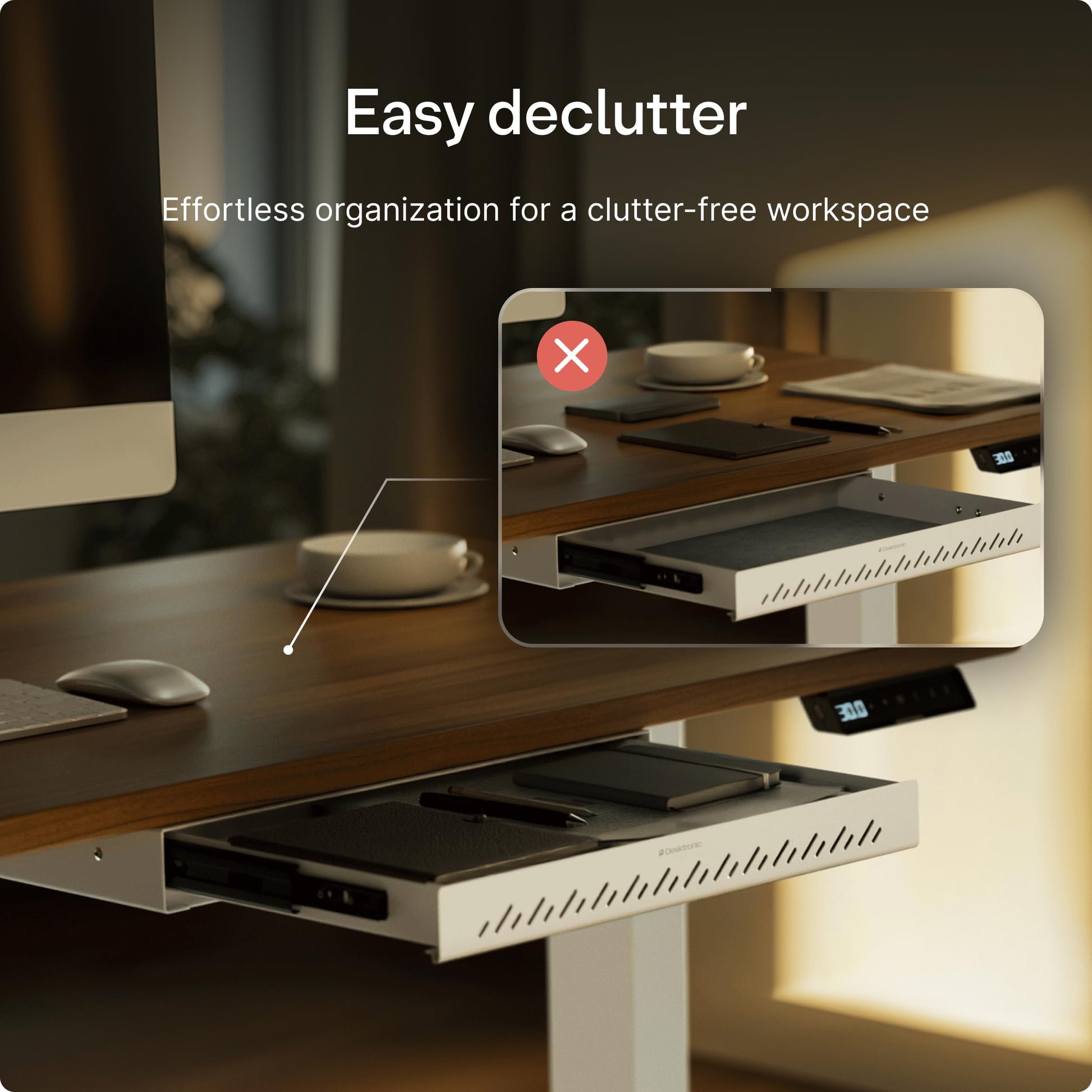 Desktronic Under Desk Drawer — Hidden Under-Desk Storage Organizer, Easy Install, Large Capacity