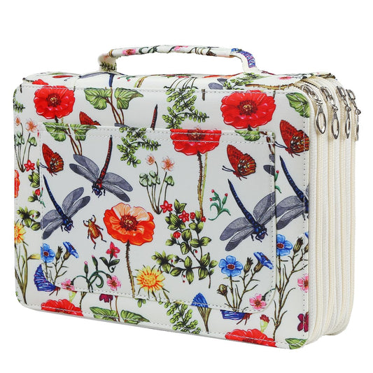 Lbxgap 200 Individual-Slots Pencil Case 4-Layer Zipped Holder w/Handle