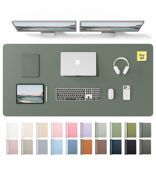 YSAGi Leather Desk Pad Protector, Office Desk Mat, Large Mouse Pad, Non-Slip PU Leather Desk