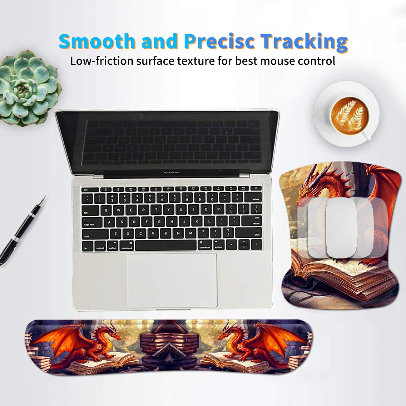 Dikoer Ergonomic Mouse Pad with Wrist Support Gel Mouse Pads and Upgrade Keyboard Wrist Rest Pad