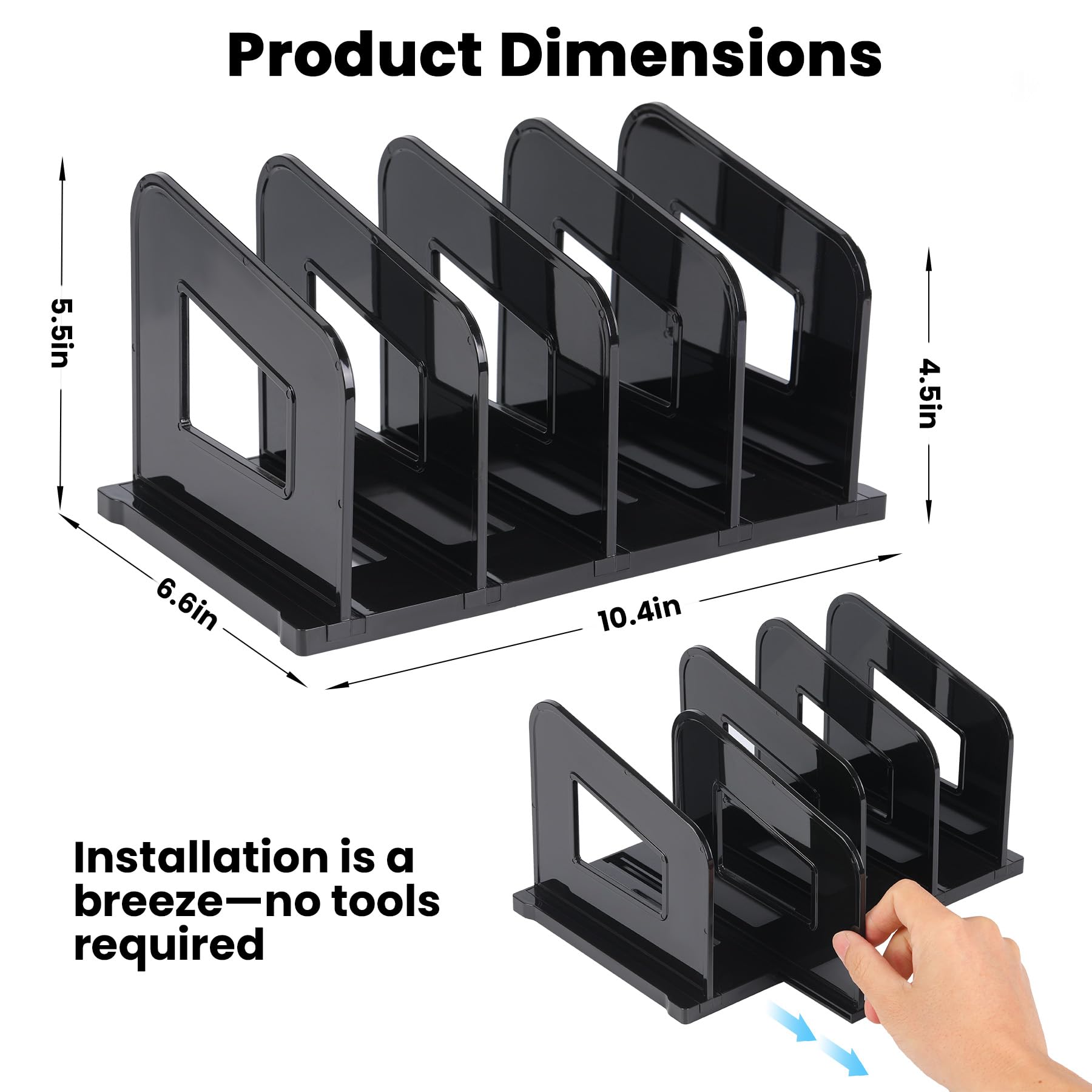 LALOBLUE File Organizer, Acrylic Folder Organizer File Sorter, Plastic Vertical Dividers for