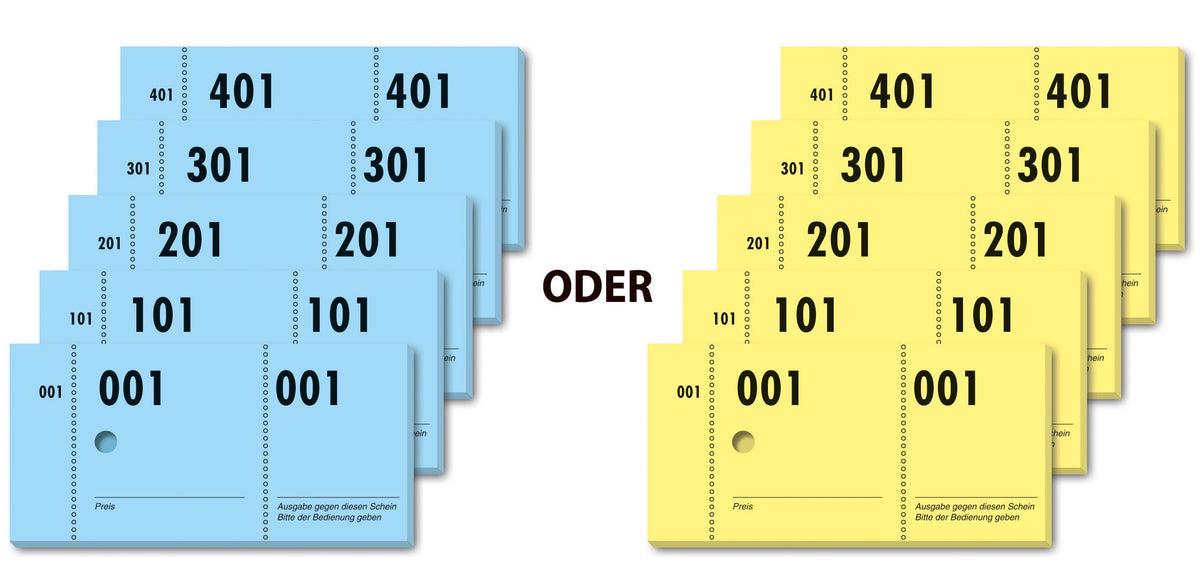 Sigel GN500 Wardrobe Number Blocks with Punched Holes 500 Bons Numbered 1-500 10.5 x 5 cm Single