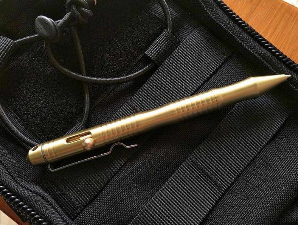 EKLORN Solid Brass EDC Pocket Pen, Portable Delicate Signature Pen Ballpoint Pen