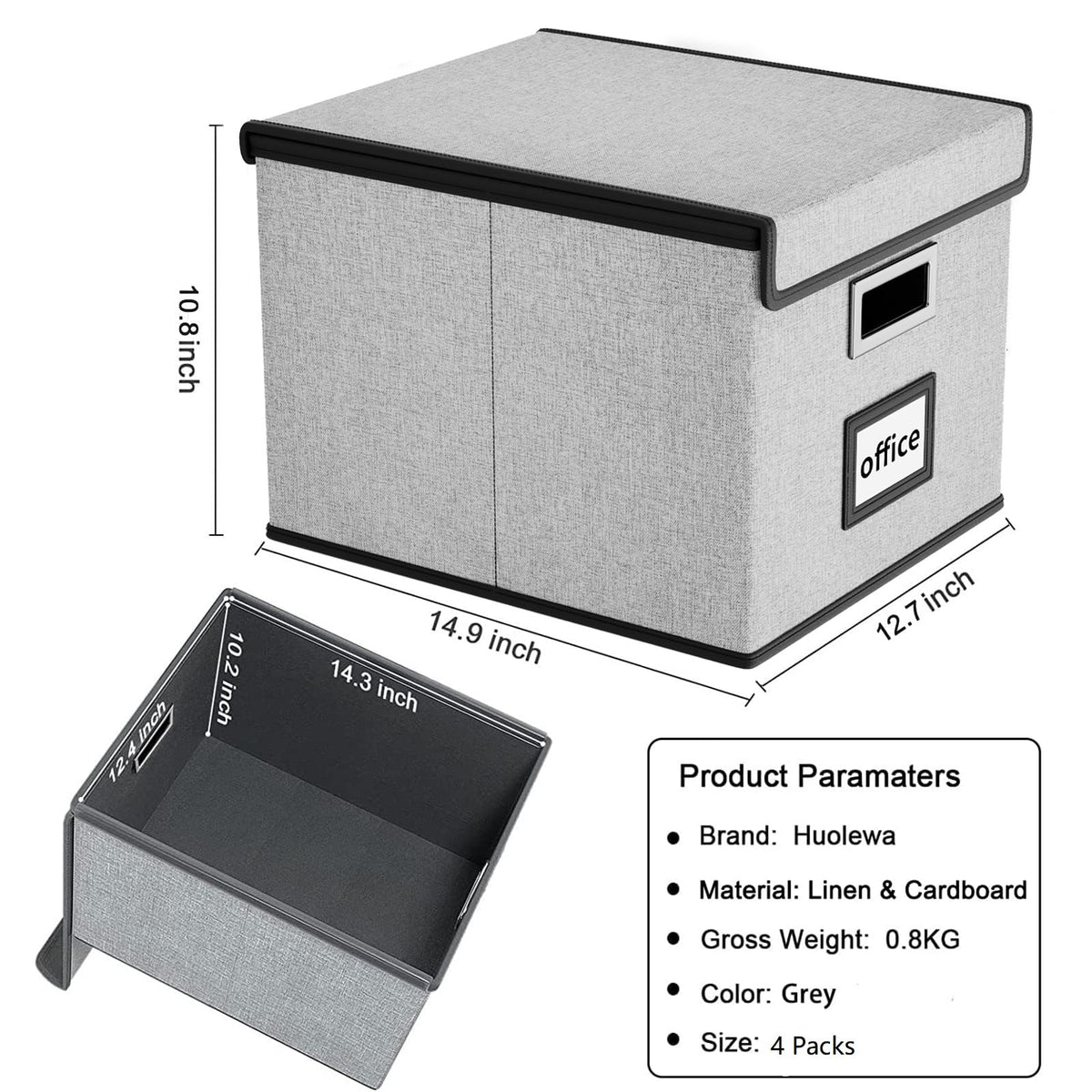 Huolewa File Organizer Box with Lids, Collapsible File Folder Organizer