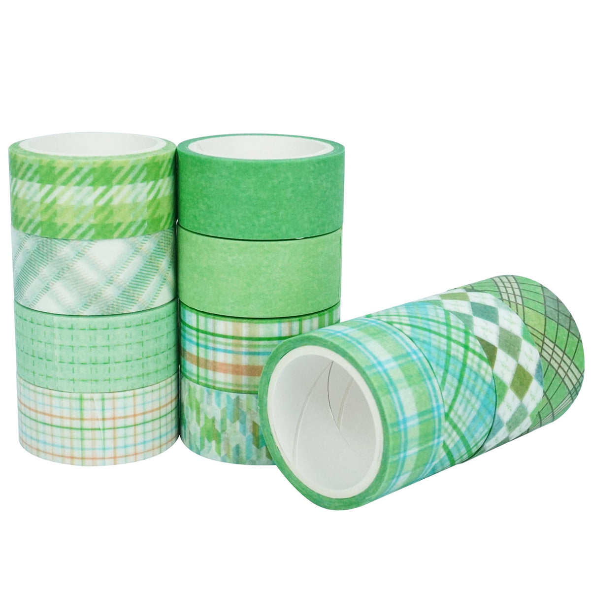 YUBX Basic Grid Washi Tape Set 12 Rolls Plaid Decorative Masking Tapes for Arts, DIY Crafts