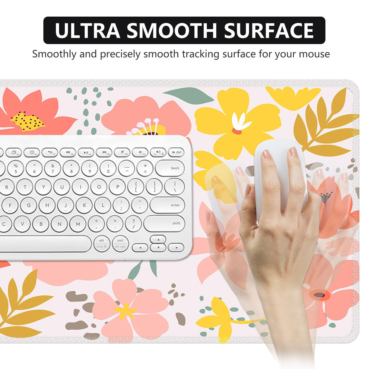 iCasso Desk Matt for Desktop,Cute Desk Pad Mat,Flowers Leaves