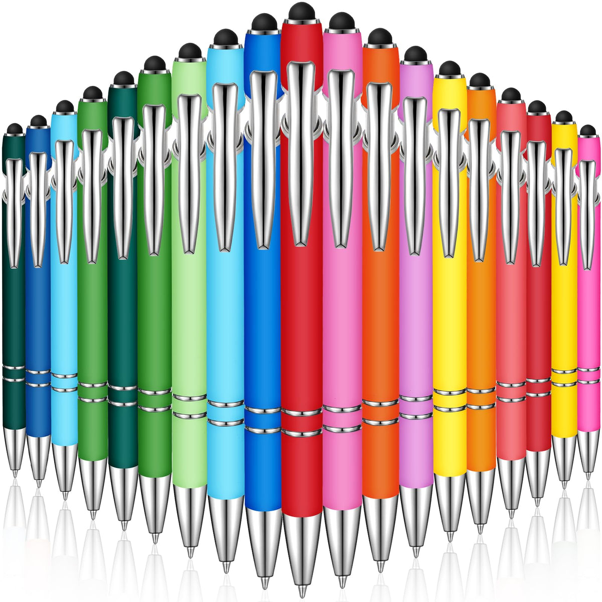 Zonon 38 Pcs Stylus Ballpoint Pens, Metal Rubberized Grip, Candy Colors