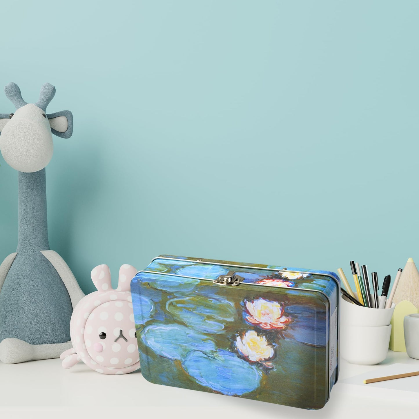 DAHO Metal Storage Box with Hinge for Office, School, Home, Makeup, Arts & Crafts and Accessories