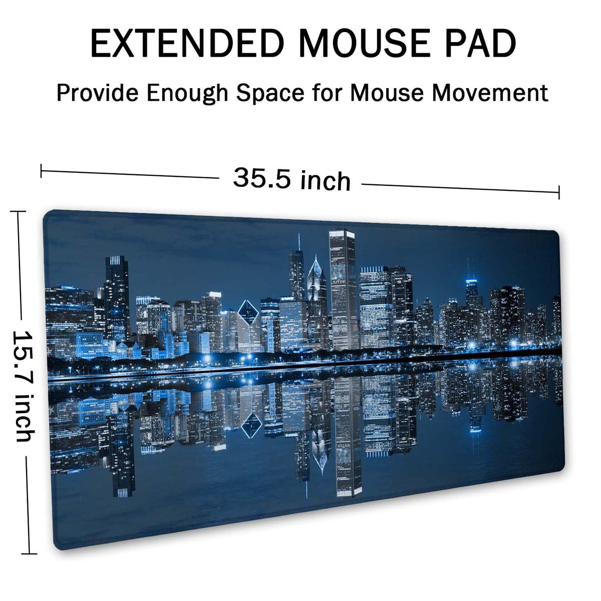 SSOIU Extended Gaming Mouse Pad (35.5x15.7 in), Large Non-Slip Rubber Base Mousepad with Stitched