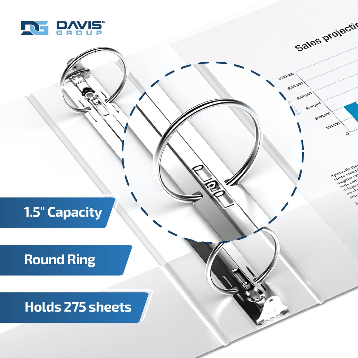 Easyview 3-Ring Binder, Clear-View Cover, 1.5" Round Rings, White, 6 Pack