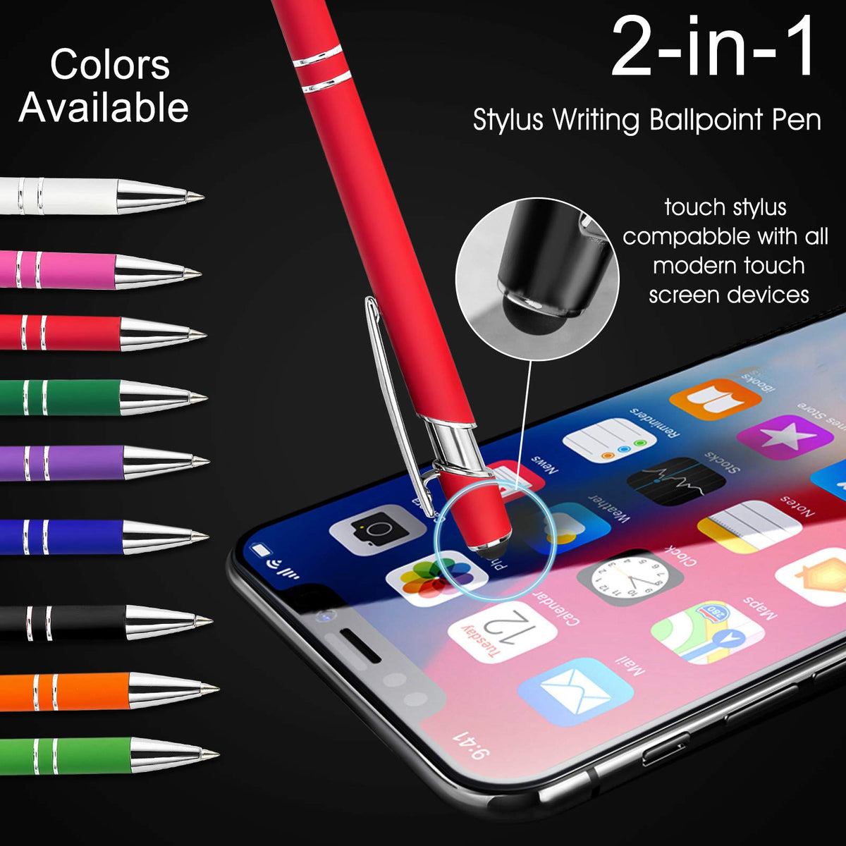 Up to 504 Pcs Personalized Pens with Stylus Name Free Engraving,Custom Metal Pens for Men Women