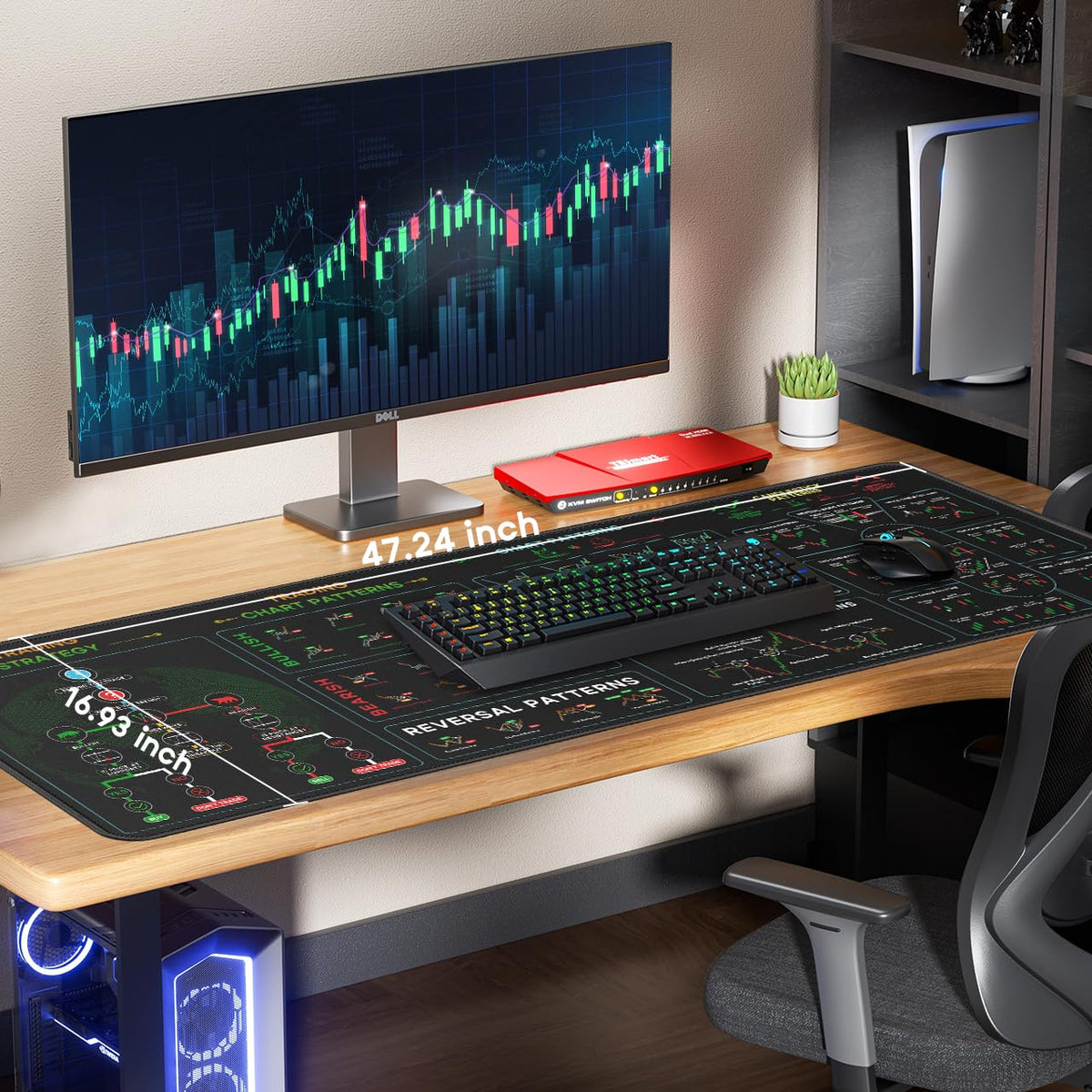 JIKIOU Stock Market Invest Day Trader Trading Mouse Pad with Stitched Edges