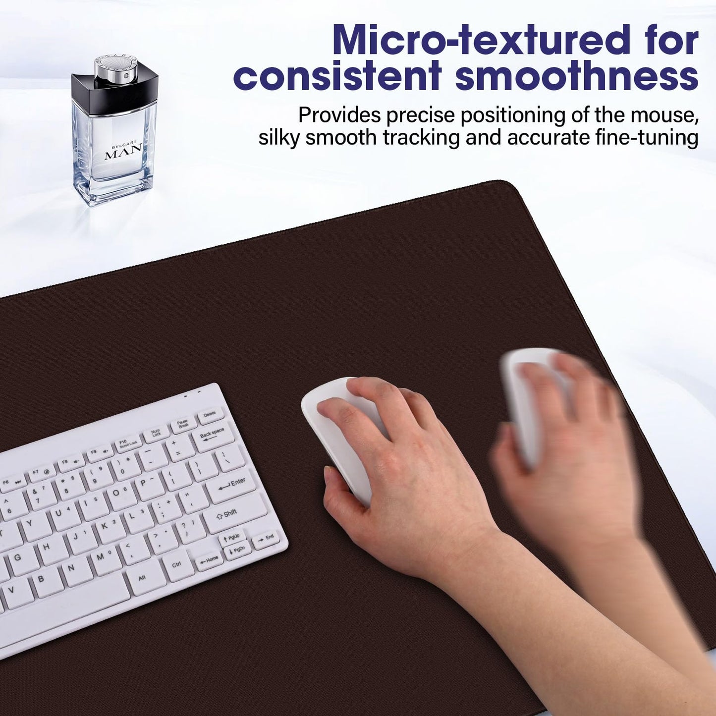 31.5" x 15.7" Waterproof Fabric Mouse Mat, Rubber Anti-Slip Base, Brown