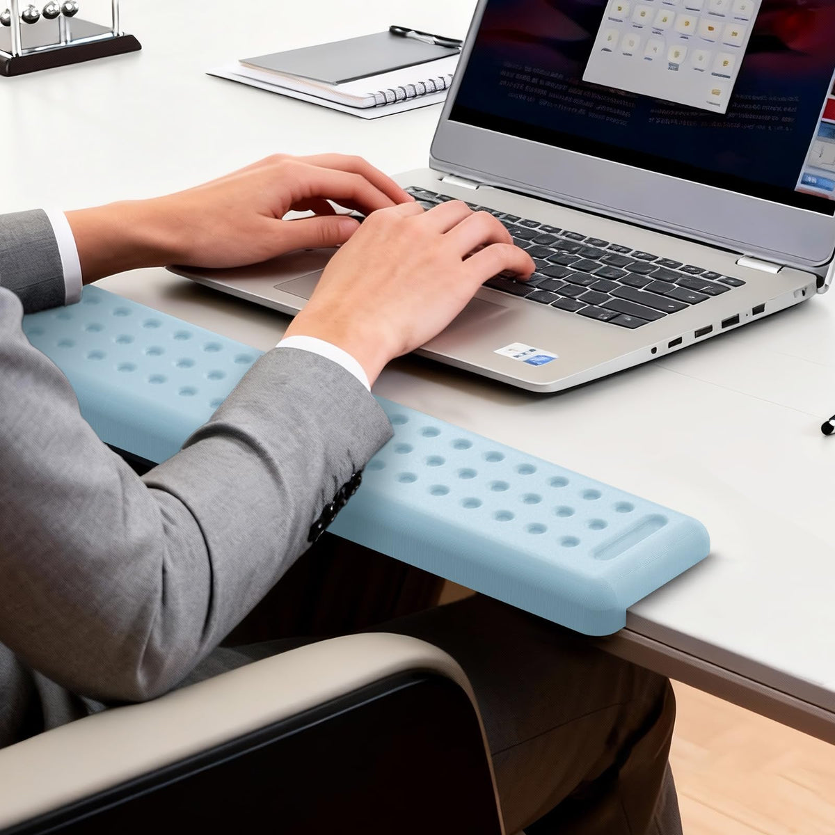 Leolee L-Shaped Desk Long Wrist Rest Elbow 60CM, Light Blue Arm Rest Desk