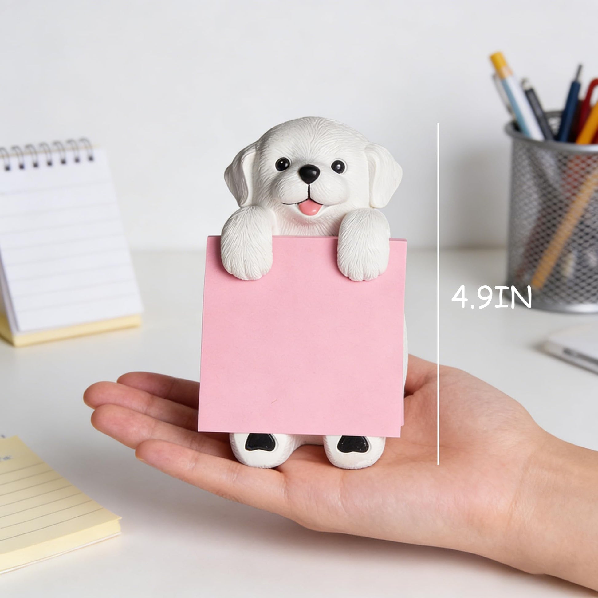 HORTIX Dog Pop-Up Sticky Note Dispenser for 3x3 in Notes, Black & White