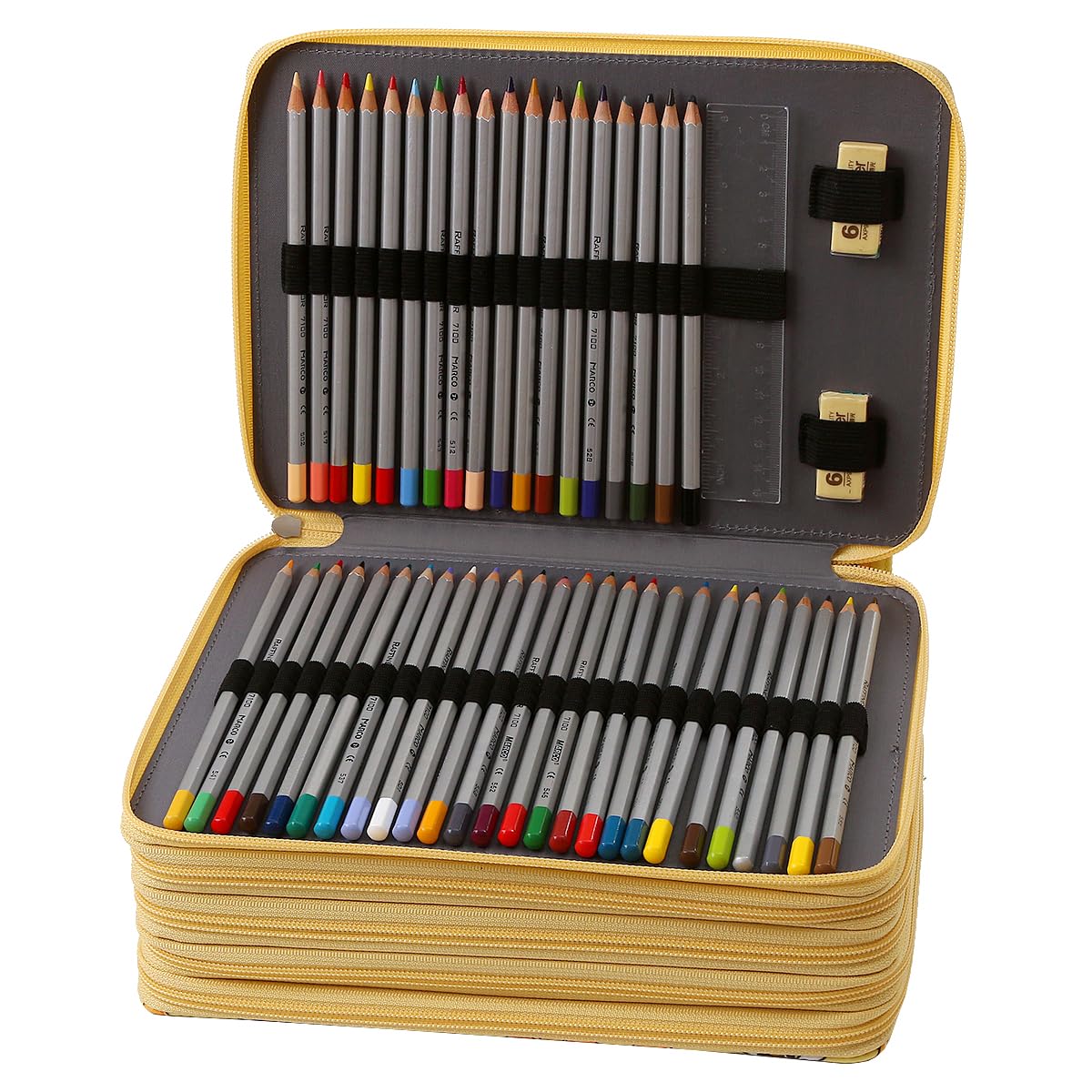 Lbxgap 250 Slots Pencil Case 5-Layer Zipped Holder w/Handle