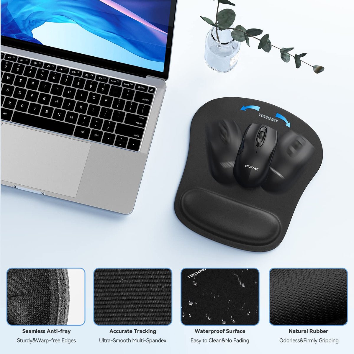 TECKNET Keyboard Wrist Rest and Mouse Pad Set with Wrist Support