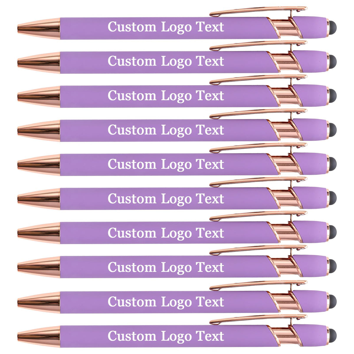 HEYZARDA Personalized Pens Ballpoint with Stylus, Violet, 10 Pcs