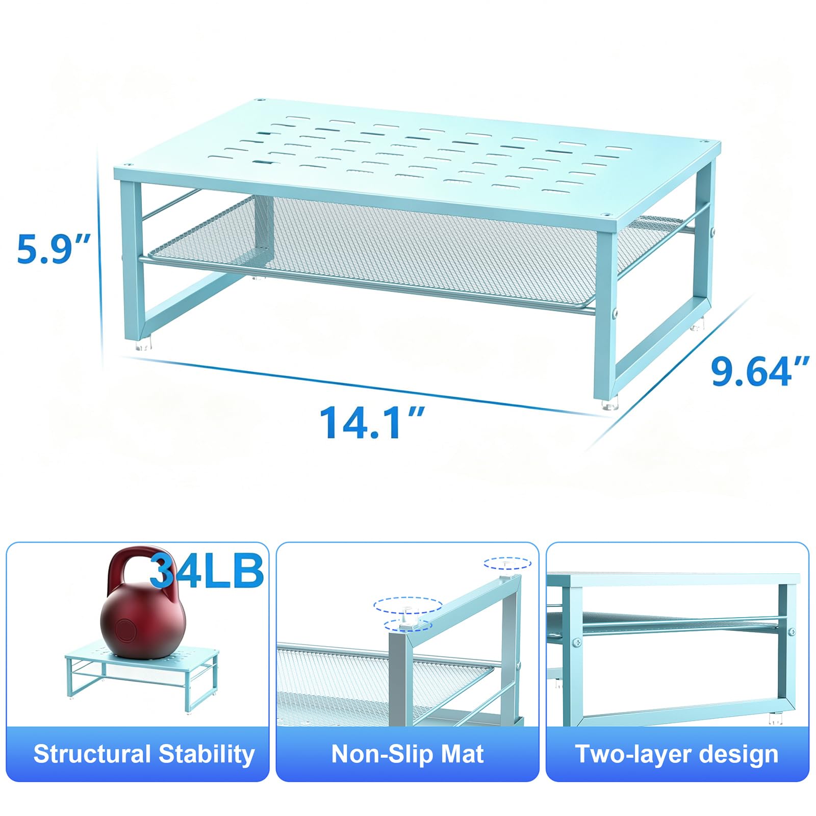 gianotter 2-Tier Metal Monitor Stand Riser