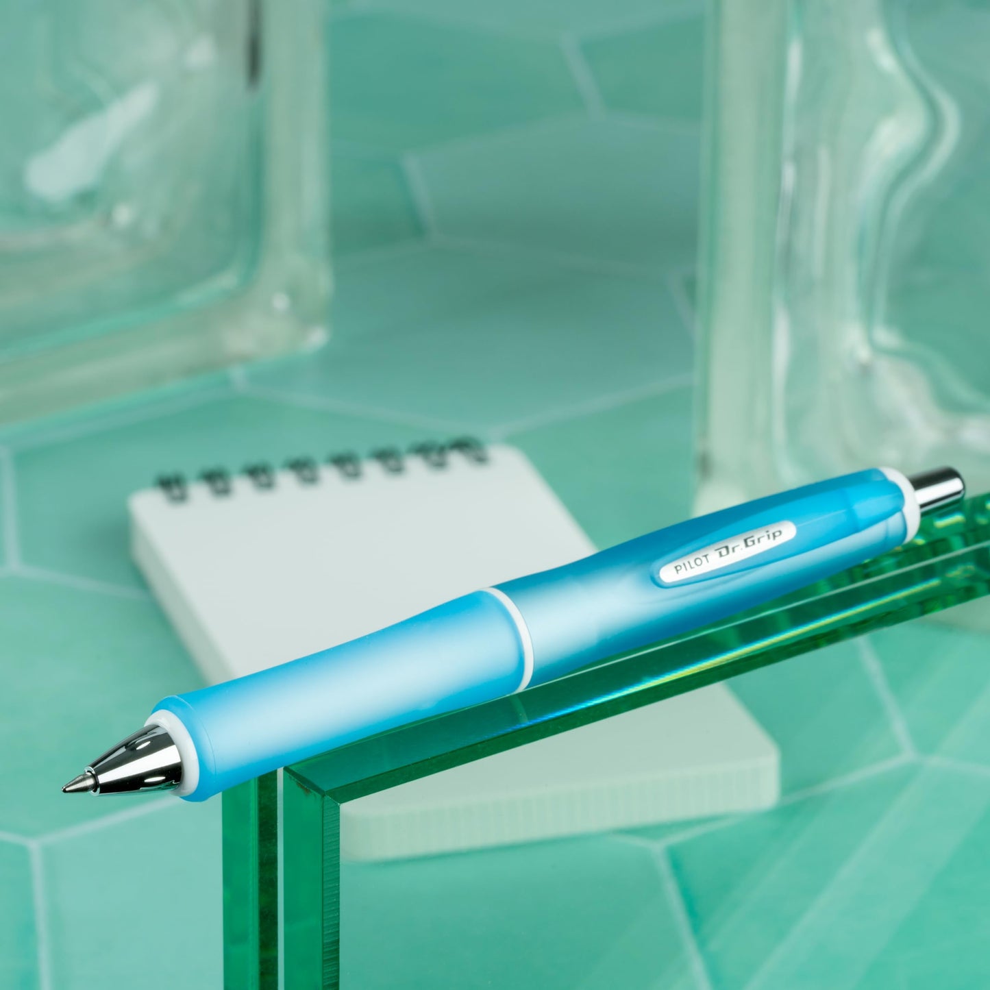 Pilot Dr. Grip Frosted Ballpoint Pen, Medium 1.0mm, Blue Barrel, 2-Pack